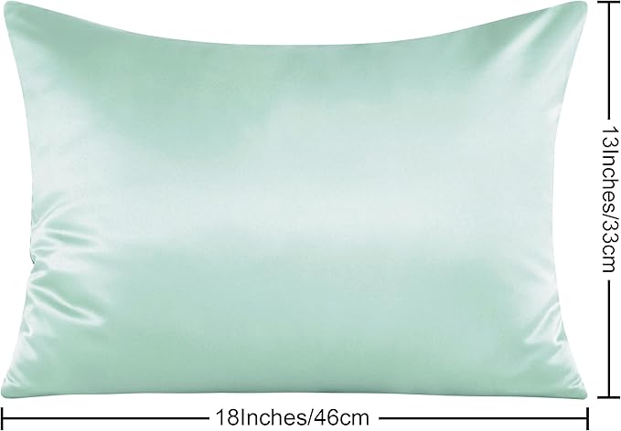 NTBAY Zippered Silk Satin Toddler Pillowcases - 2 Pack Hidden Zipper 13x18 Pillowcases - Luxury and Silky Baby Travel Pillow Covers, Cyan