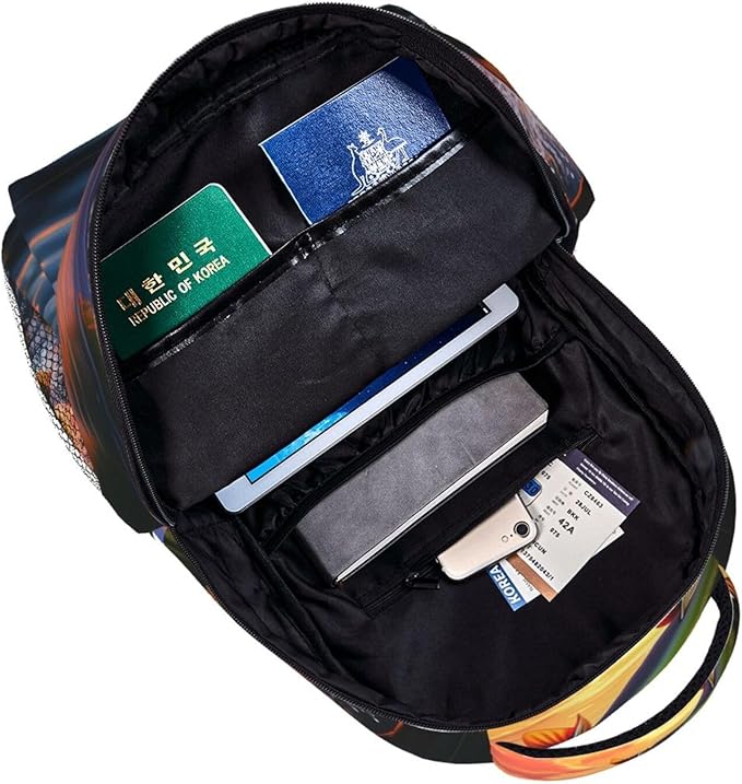 Lightweight Rucksacks for Camping Picnic Walking Cycling, Large Capacity Multipurpose Anti-Theft Carry On Bag, Fish Diving Good Luck Art Travel Hiking Camping Rucksack