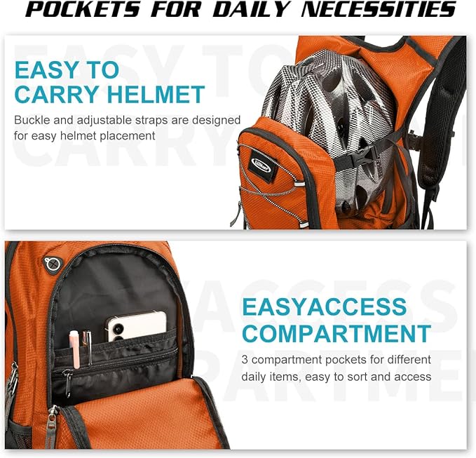 Hydration Backpack with 3L Water Bladder, Insulated Running Hydration Pack Hydropack, Lightweight Water Backpack for Hiking Cycling Camping Biking for Men Women