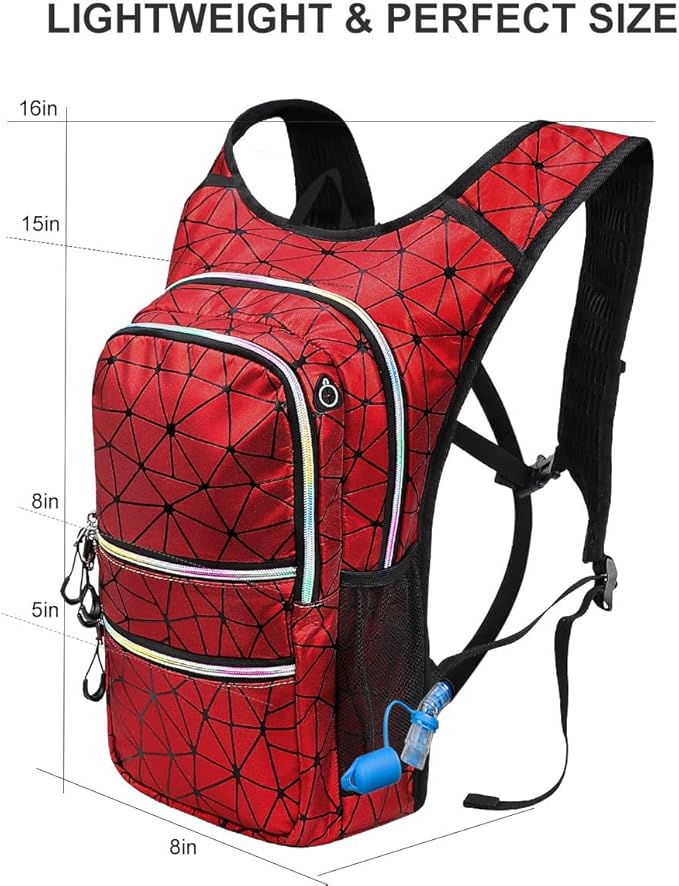 Hydration Backpack Pack, Water Backpack 20L Capacities Included 2L Hydration Bladder, Festival Essential - Rave Hydration Pack Hydropack Hydro for Hiking, Festival Gear