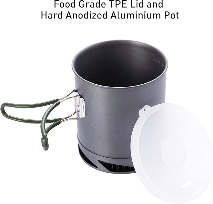 Fire-Maple Hard Anodised Aluminium Camping Pot with Folding Handle for Hiking Picnic with Heat Exchanger Cookware Camping Pans