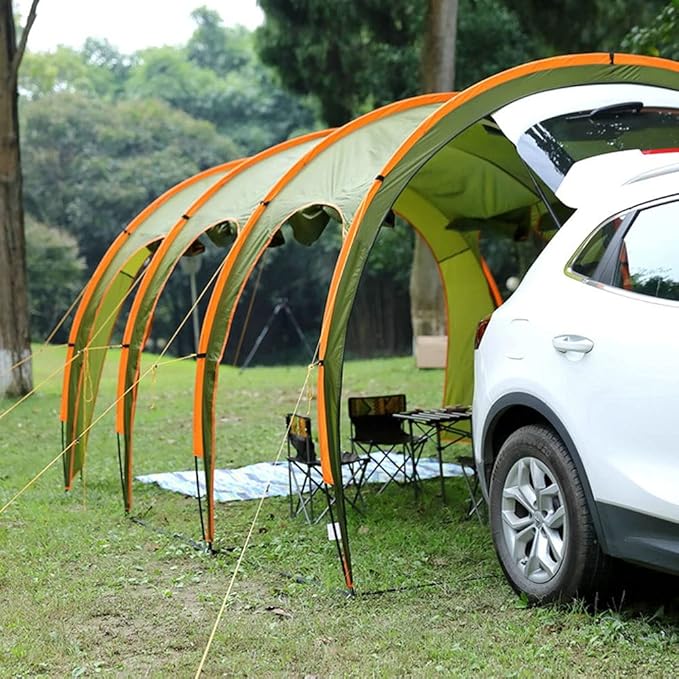 Car Tent Tour Portable Waterproof Car Rear Tent Outside Camping Shelter Outdoor Car Tent Trailer Tent Roof Top for Beach Green