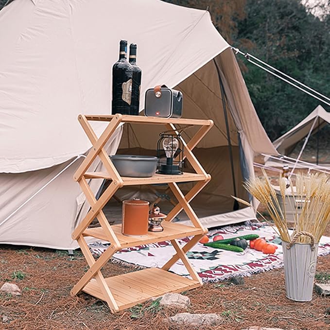 GeRRiT Yurt Tent Camping,Cozy House Outdoor Waterproof Four Seasons Family Camping Cotton Canvas Bell Tent with Meshed Door and Windows
