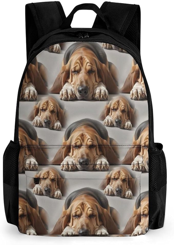 Backpack Multipurpose Anti-Theft Large Capacity Bookbag, Bloodhound Dog Travel Hiking Daypack With Side Pockets