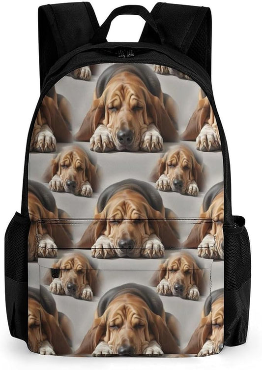 Backpack Multipurpose Anti-Theft Large Capacity Bookbag, Bloodhound Dog Travel Hiking Daypack With Side Pockets