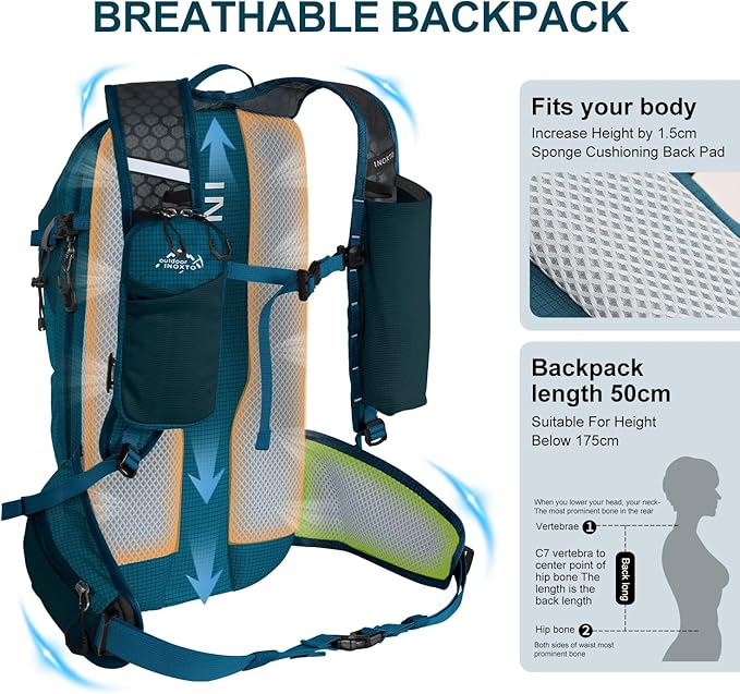 IX INOXTO Hydration Backpack, 20L Multipurpose Hiking Backpack with 2L Water Bladder, Water Backpack Insulated Hydration Pack Ideal for Hiking and Cycling