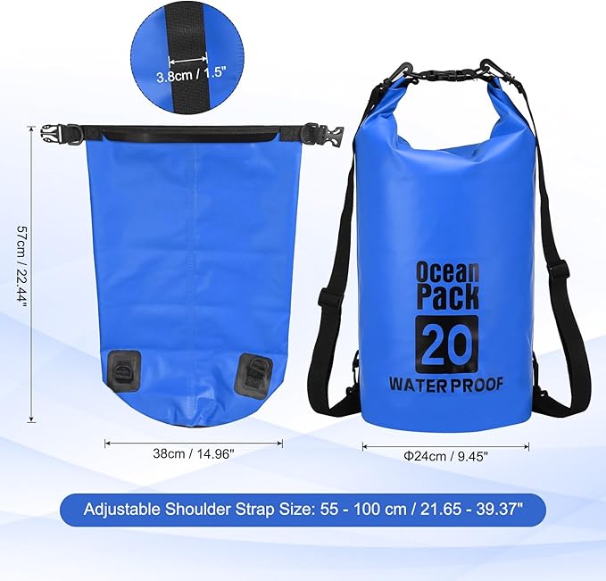 Waterproof Dry Bag, 20L Fit for Women Men Water Proof Bags Lightweight Dry Storage Floating Backpack with Whistle for Travel Backpacking Boating Kayaking Camping (Blue)
