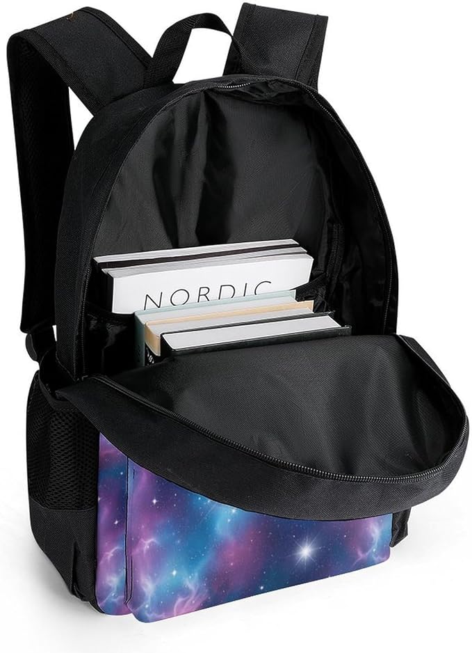 Sporty Travel Hiking Rucksack Gym Outdoor Bag Purple Blue Galaxy Daypack Backpack Men Women