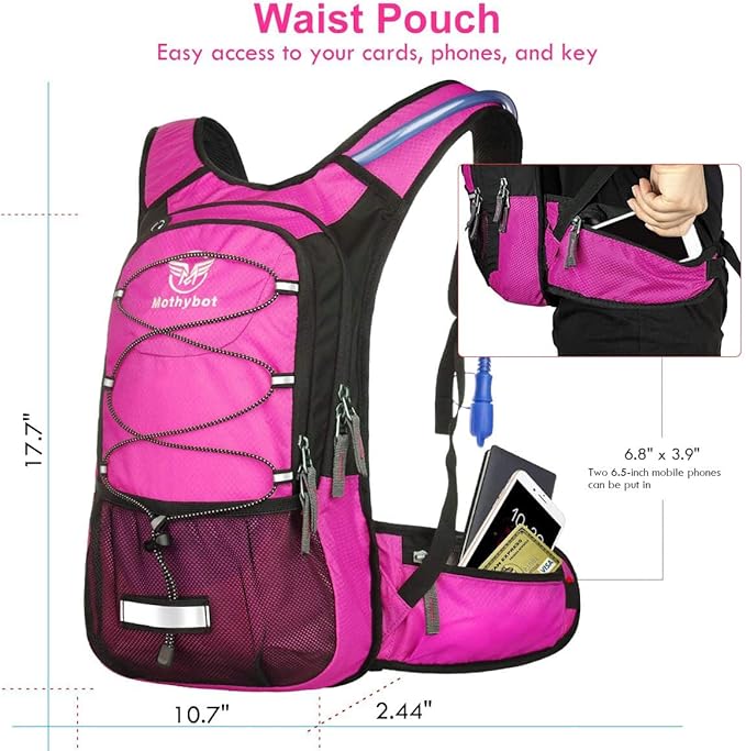 Hydration Pack, Insulated Hydration Backpack with 2L BPA Free Water Bladder and Storage, Hiking Backpack for Men, Women, Kids for Running, Cycling, Camping - Keep Liquid Cool up to 5 Hours