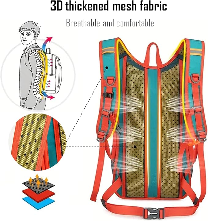 Outdoor Hydration Pack with 2L Water Bladder,Lightweight Running Backpack,Large Capacity Cycling Backpack,Daypack for Hiking Trail,Camping Backpack for Women Men