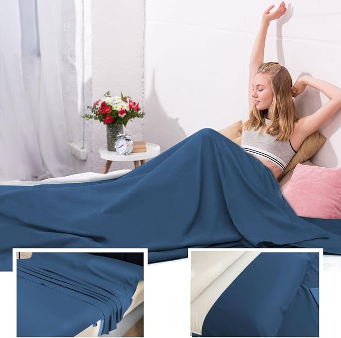 Sleeping Bag Liner,Travel Sheet & Adult Sleep Sack, Camping Sheets Travel Sleep Sack for Backpacking,Hotels & Hostels -Lightweight Single &Double Travel Sheet Camping Sheets