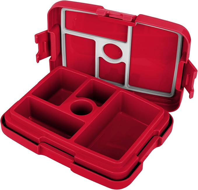 FOCO NBA Unisex-Adult Officially Licensed Team Color Stripe Primary Logo Basketball Leak Proof 5 Compartment Bento Lunch Box - Chicago Bulls