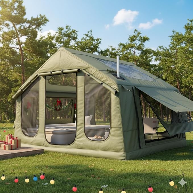 YOLENY 2/4/6 Person Inflatable Tents for Camping, Quick Setup in 2 Minutes with Hand Pump, Oxford Blow Up Tent with Skylight & Canopy, Spacious Cabin Tent for Family Camping & Hiking