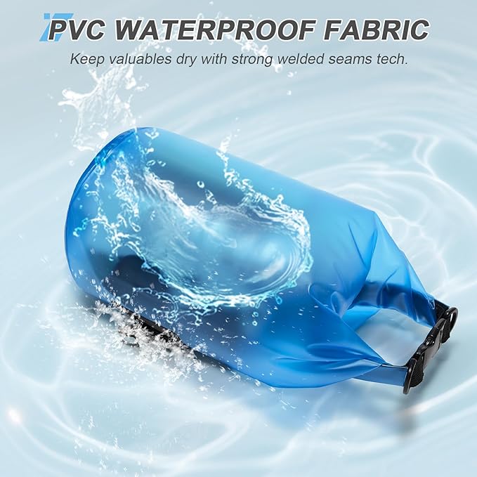 Dry Bags for Kayaking Waterproof, 5L/10L Dry Storage Bag, Roll Top Wet Bag for Swimming, Boating, Fishing,Camping & Beach