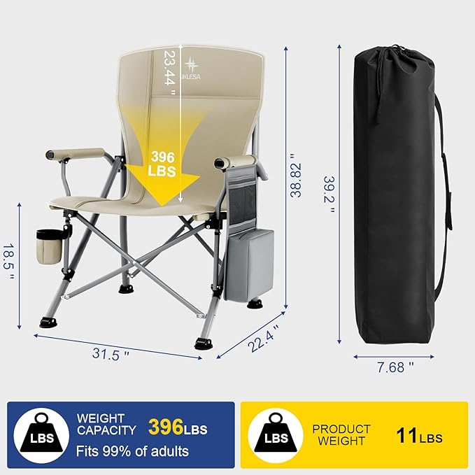 4 XL Camping Chairs 396lb Capacity - 4 Colors | Oversized Padded, Cup Holder & Cooler - Now $62.88 ，Save $37+ Per Chair!
