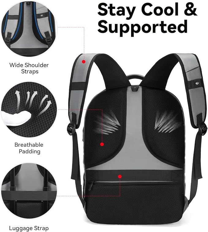 CROSSGEAR Large Travel Backpack Anti-Theft Laptop Bag with Password Lock Water Resistant Bookbag Airline Approved Business Work Computer Bag with USB Charging Port Fit 17.3 Inch Laptops for Men Women