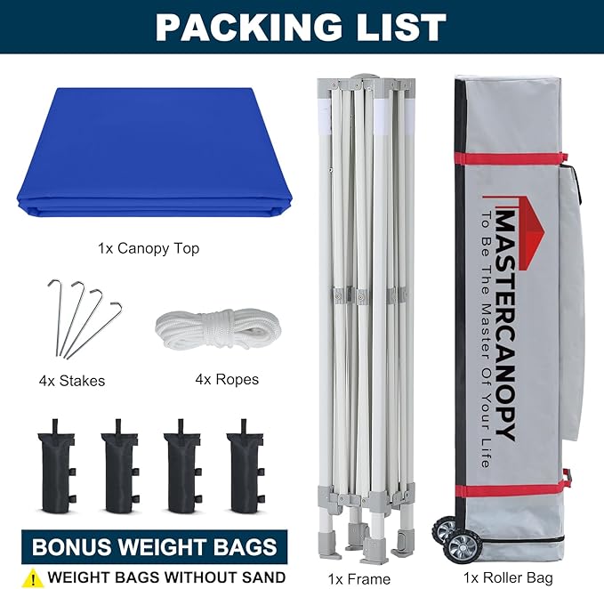 MASTERCANOPY Pop Up Canopy Tent Commercial Grade 10x10 Instant Shelter (Blue)