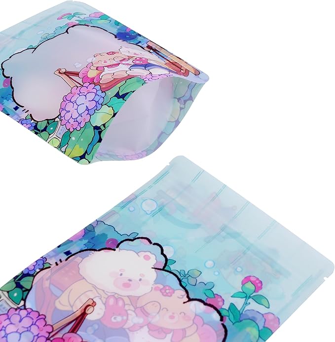 QQ Studio 100 Animal Cartoon Goodie Bags Clear Window Plastic Resealable Zipper Seal Lock Packaging Food Storage Pouch Party Favor Birthday Bags (Bears)