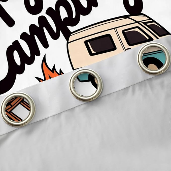 Erosebridal Cartoon Rv Camper Window Curtains 38" Wx45 L Happy Camping Blackout Curtains for Bedroom Living Room,Camping Adventure Window Treatments Outdoor Traveling Decor Drapes Decor 2 Panels