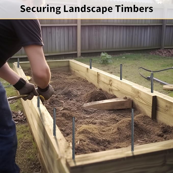 Rebar Stakes 36 inches 16-Pack Concrete Form Stakes Straight 3/8" Diameter Rebar Ground Metal Stakes for Landscaping, Securing Fence, Garden Plants Support, Survey Markers and Securing Trees