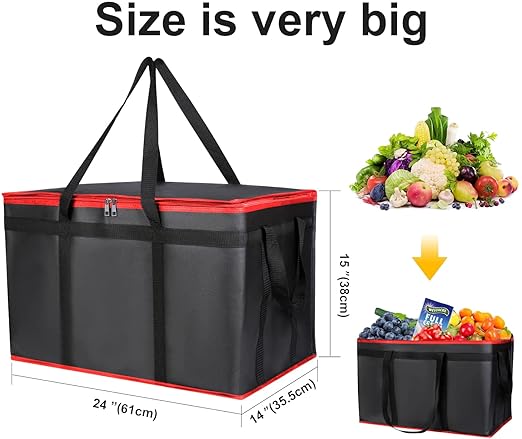 for doordash Catering Bag 22x14x13 Black Red Insulated Food Delivery Bag Cooler Bags Keep Food Warm Catering Therma for doordash Catering Cooler BagsTherma Shopper hot XXXL 22w x 14 lx 13d