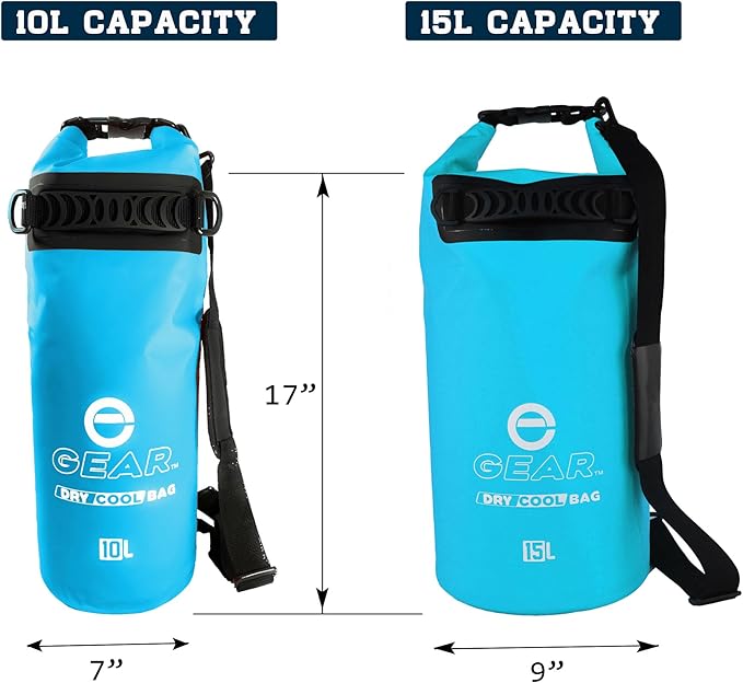 Enthusiast Gear Insulated Dry Bag Floating Cooler – 10L / 15L / 25L Roll Top, Leak Proof, Waterproof, Collapsible, with Padded Shoulder Strap - Perfect for Kayaking Fishing Beach