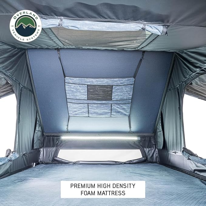 Overland Vehicle Systems XD Everest Cantilever Aluminum Hard Sheel Roof Top Tent with Black Out Kit - Grey Body & Black Rainfly
