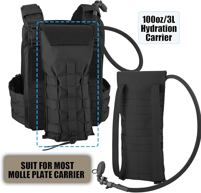 PETAC GEAR 1.5L / 3L Tactical Hydration Pack，Molle Carrier Pouch for 50 oz /100 oz Hydration Bladder Daypack Water Backpack.