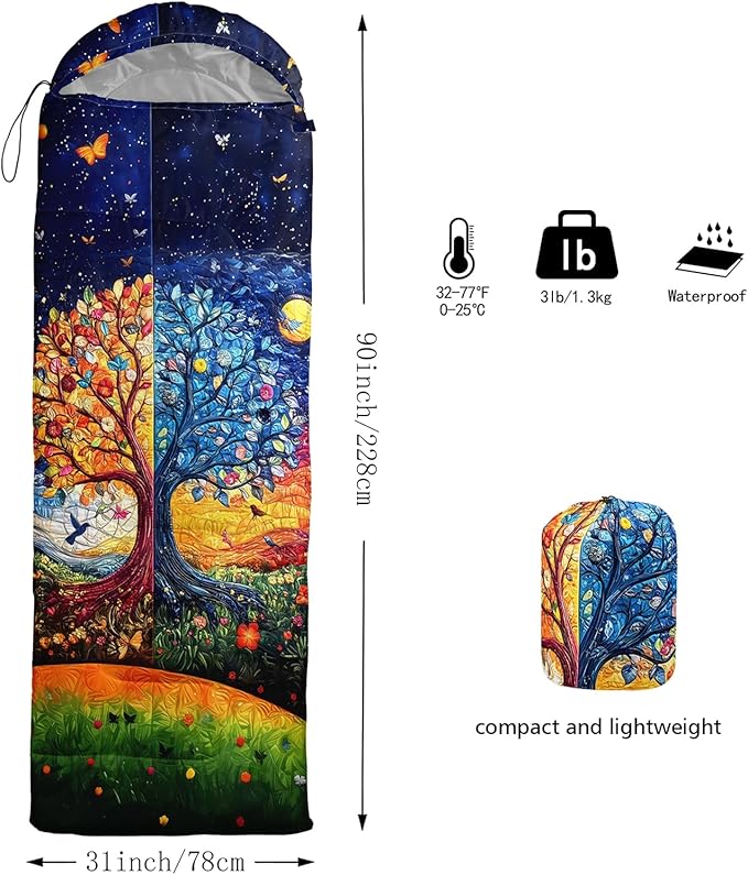 AILONEN Girls Pink Camping Sleeping Bags,Lightweight & Waterproof,3 Season Warm & Cool Weather,Cute Bow Duck Print Sleeping Bags for Kids,Girls,Adults Travelling,Outdoors