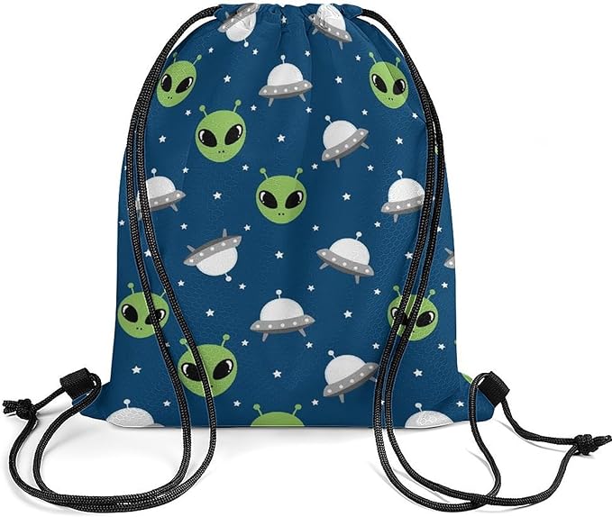Beam Bag Large Capacity Drawstring Backpack for Volleyball Baseball Sports Workout Gear Travel Men Women, Alien And Ufo Head Bags
