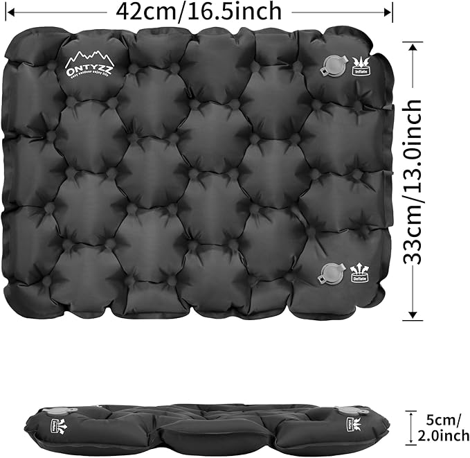 ONTYZZ Inflatable Seat Cushion Lightweight Stadium Seat Pad Travel Air Seat Cushion for Hiking Office Airplane Stadium Car