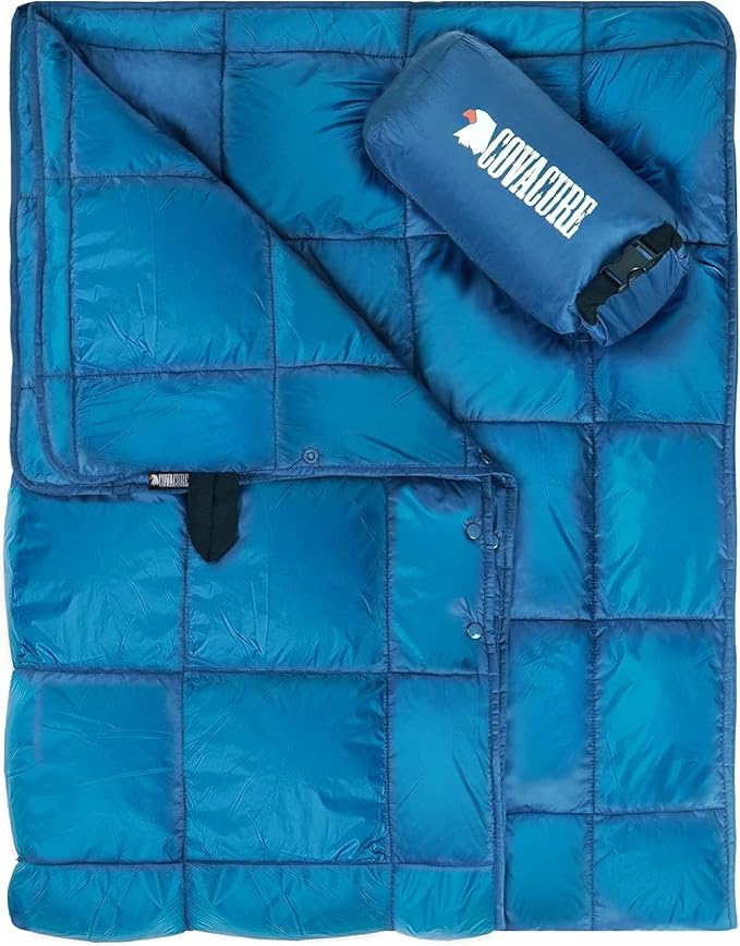 covacure Camping Blanket - Outdoor Travel Blanket, Packable, Puffy Blanket, Lightweight & Warm Quilt for Camping, Hiking, Backpacking, Outdoors, Travel, Beach