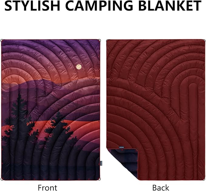 Camping Blanket,Lightweight Puffy Printed Camping Blanket Packable Outdoor Blanket for Camping,Traveling, Stadium, Hiking, Picnics
