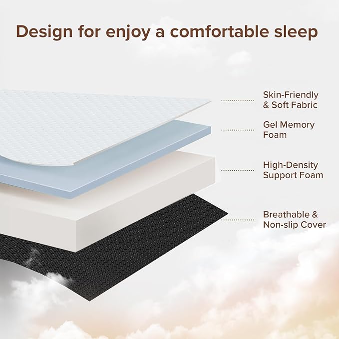 Memory Foam Trifold Mattress, Full Portable Floor Bed 4 Inch, Foldable Mat with Washable Cover, Handle & Non-Slip Bottom, for RV, Travel, Camping, Yoga, 73"x52"x4", White Green