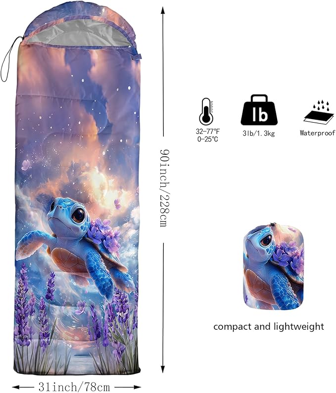 AILONEN Boys Sleeping Bag for Camping,Nautical Anchor,Lightweight & Waterproof,3 Season Warm & Cool Weather,Navy Blue Sleeping Bags for Kids Men Travelling,Outdoors