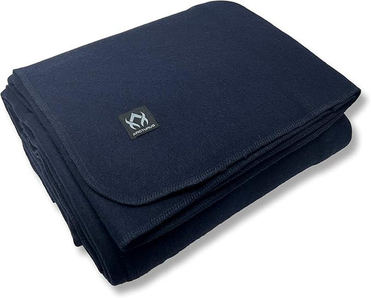 Arcturus Tahoe Wool Bed Blanket | Soft, Breathable Wool Blanket for Year-Round Comfort - King Size (90"x 108") | Thick, Washable & Warm (Navy Blue)