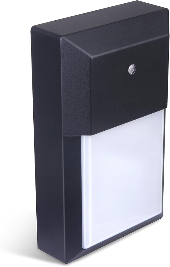 LIT-PaTH Dusk to Dawn Outdoor Wall Lantern, LED Wall Sconce for Porch Lighting Fixture, 3000K 12W 1000 Lumens, Aluminum Housing Plus PC, Black Finish, 1-Pack