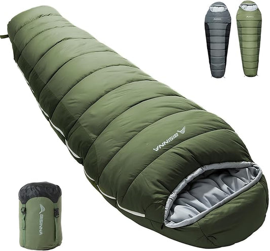 BISINNA Mummy Sleeping Bag for Adults 14-41℉ Cold Weather Camping Sleeping Bags with Compression Sack for Backpacking Hiking Traveling