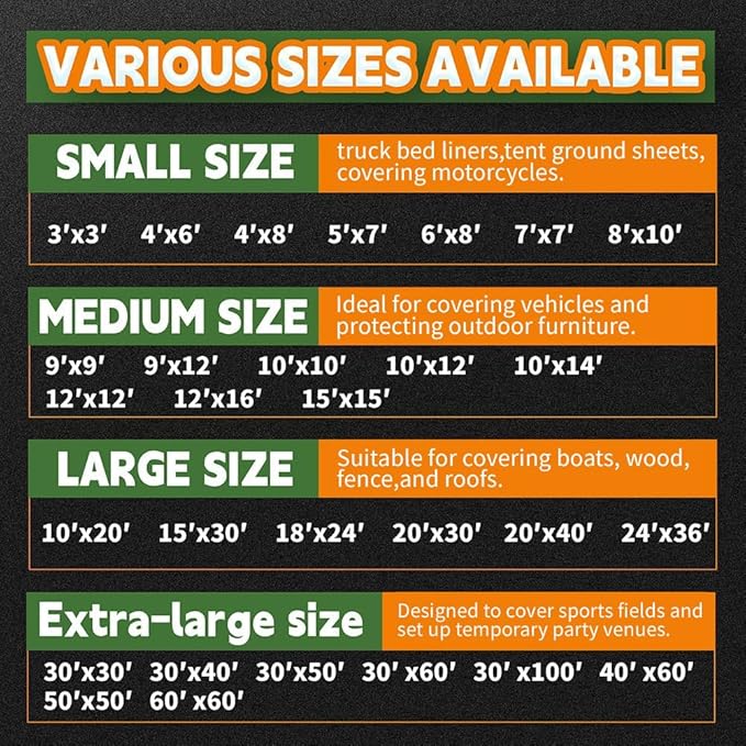 RAINDEWAY Tarps Heavy Duty Waterproof 5x6 Feet,10Mil Thick Multipurpose Poly Small Tarp Cover with Metal Grommets and Reinforced Edges,Silver/Brown Tarp