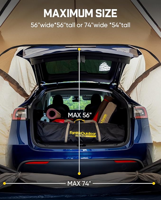 FanttikOutdoor Beta C6 Apex SUV Tent 6 Person Instant Cabin Car Tent Setup in 60 Seconds with Rainfly & Windproof Portable with Carry Bag for Family Camping, Upgraded Ventilation, Khaki