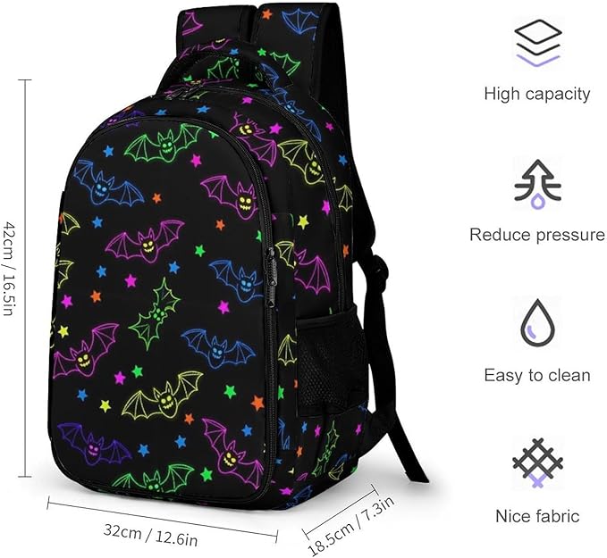 Business Anti Theft Laptop Backpack Halloween Cool Bats Art, Waterproof Travel Computer Bag with Laptop Compartment Gifts for Men Women