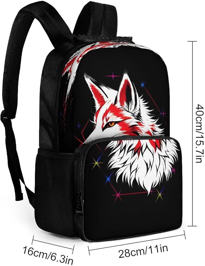 Rucksacks Lightweight Multipurpose Anti-Theft Kitsune Fox Art Shoulder Bag Large Capacity Business Computer Bag With Smooth Zippers