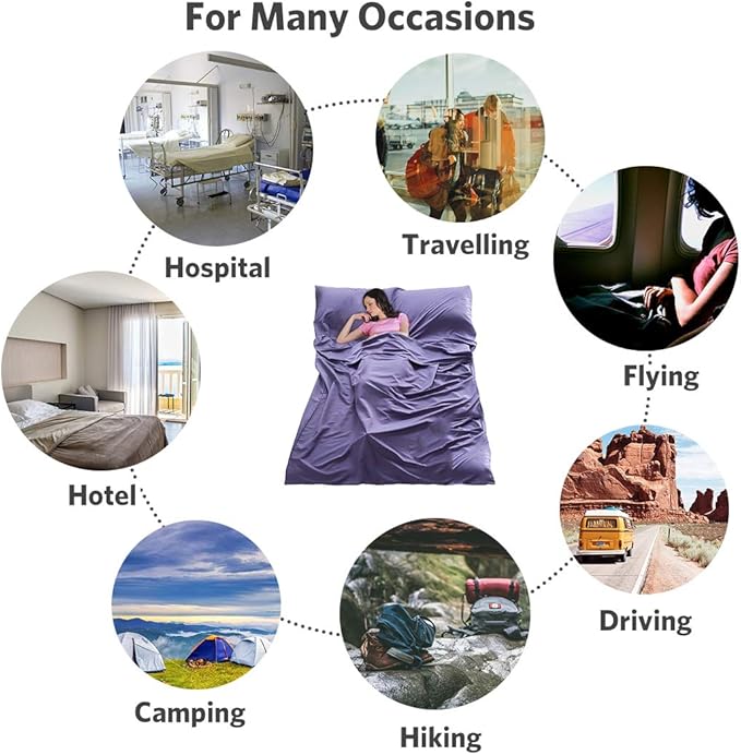 Sleeping Bag Liner Ultralight Travel Sheet Dirt-Proof Camping Sheets Compact Hotel Sleeping-Sack for Outdoor Backpacking Hiking