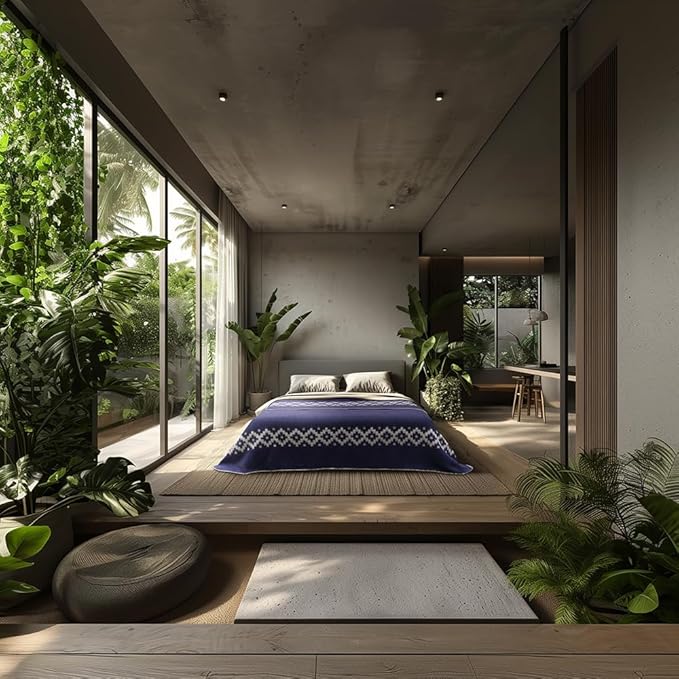 Thick Alpaca Wool Blanket Heavyweight Camping Outdoors Indoors Soft Peru Queen Size Ethnic Design (Navy Blue - Soft Gray, Queen Size)