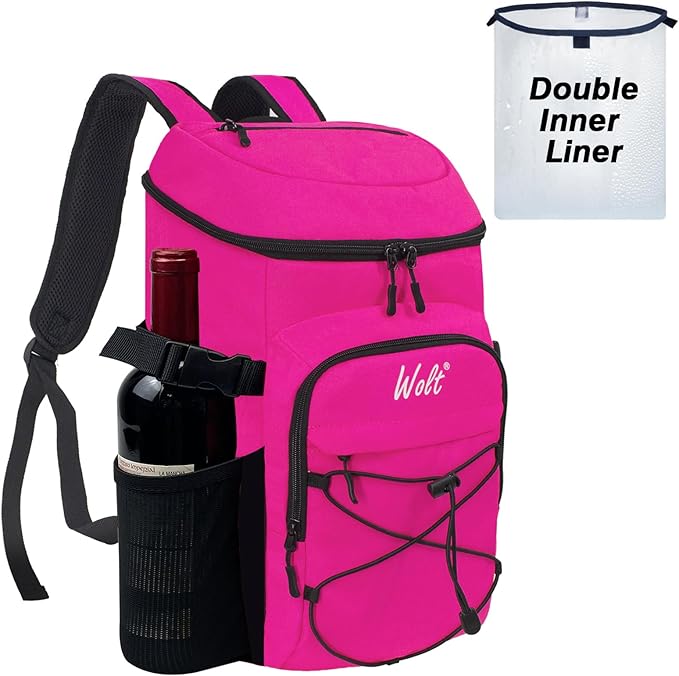 WOLT Cooler Backpack,24 Cans Insulated Backpack Cooler Leakproof,Lightweight Soft Cooler Bag,Camping Cooler,Large Capacity Beach Cooler,Waterproof Travel Cooler Lunch Backpack for Hiking