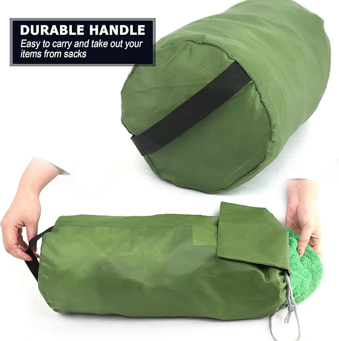 BeeGreen Small-Drawstring-Pouch-Bags 5 Pack with Dust Flap Stuff Sack for Travel Camping Outdoor Ditty Bags Foldable Lightweight