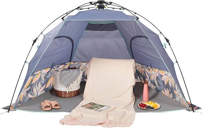 Lightspeed Outdoors Pop-Up Beach Sun Shade, Quick Shelter, Vintage Floral