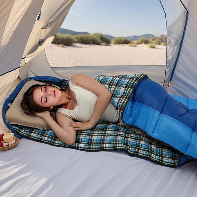 Cotton Flannel Liner Sleeping Bag for Adults Teens Kids, Cold Weather &Warm, 3 Seasons, Lightweight Compact Camping Essentials Equipment, Hiking, Outdoor, Travel