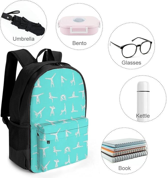 Supdreamc Polyester Daypack for Hiking Work Running, Big Capacity Anti-Theft Multipurpose Shoulder Bag, Gymnastics Gymnasts Travel and Sport Backpack Rucksack
