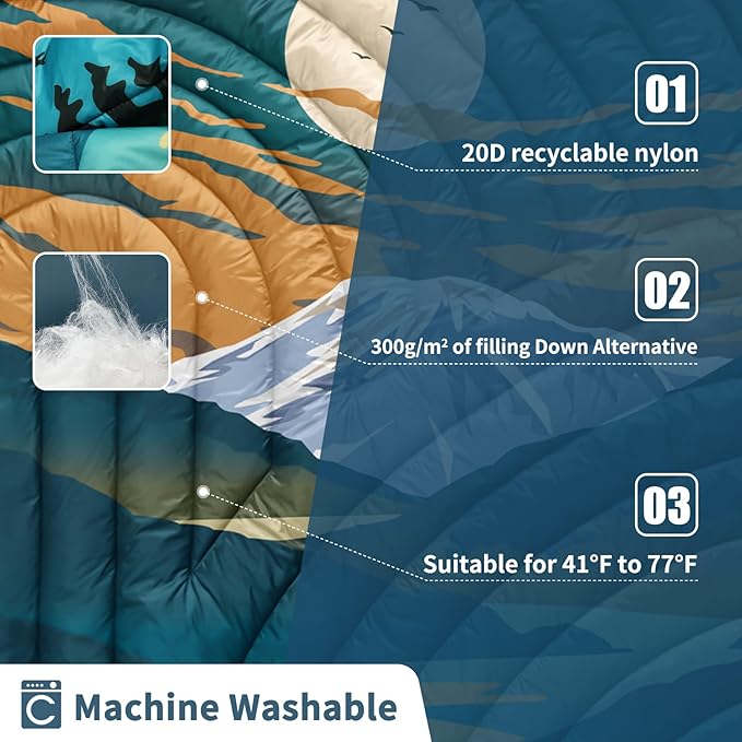 Camping Blanket,Lightweight Puffy Printed Camping Blanket Packable Outdoor Blanket for Camping,Traveling, Stadium, Hiking, Picnics